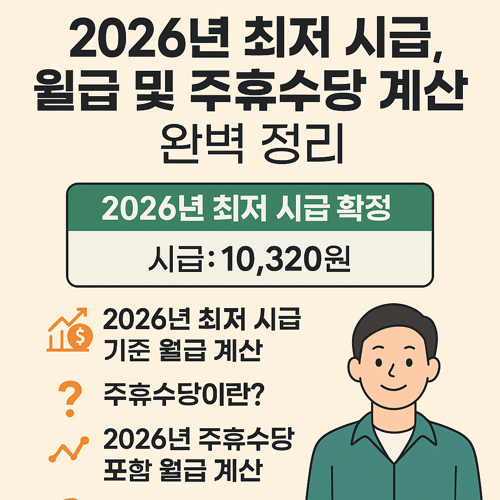 2026년 최저 시급 &lsquo;10,320원&rsquo; 확정! 주휴수당 포함 월급 계산법 총정리
