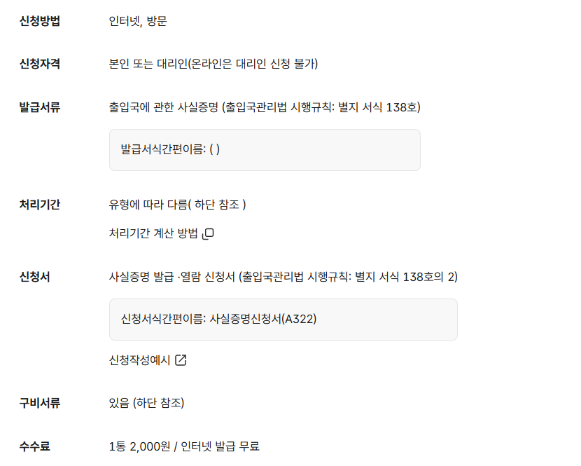 정부 24 출입국사실증명