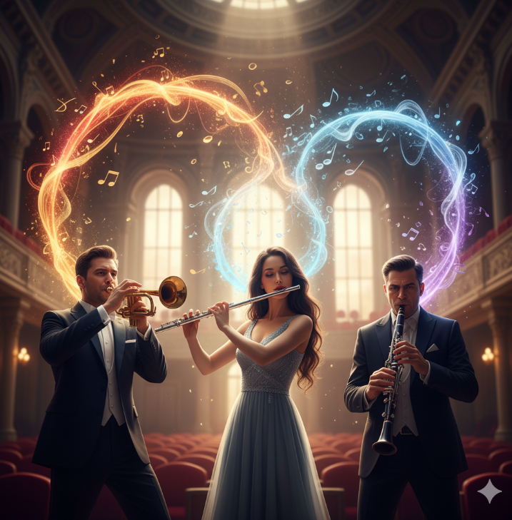 관악기 연주 관련 그림