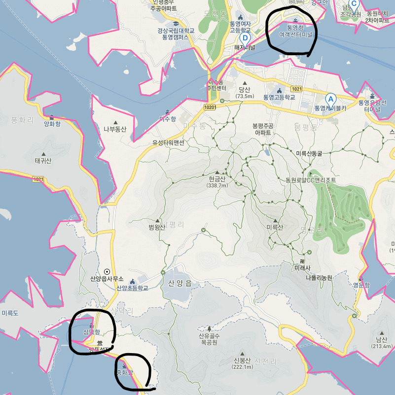 욕지도가는 배편 항구위치