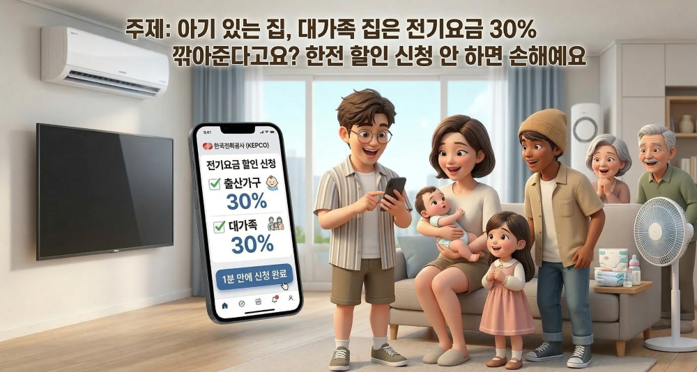 전기요금 할인받는 모습을 재현한 캐릭터 이미지