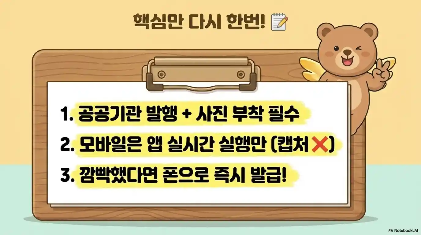사전투표 신분증 핵심 3가지 요약 - 공공기관 발행 사진 부착 필수 모바일 앱 실시간 실행만 인정 깜빡 시 즉시 발급