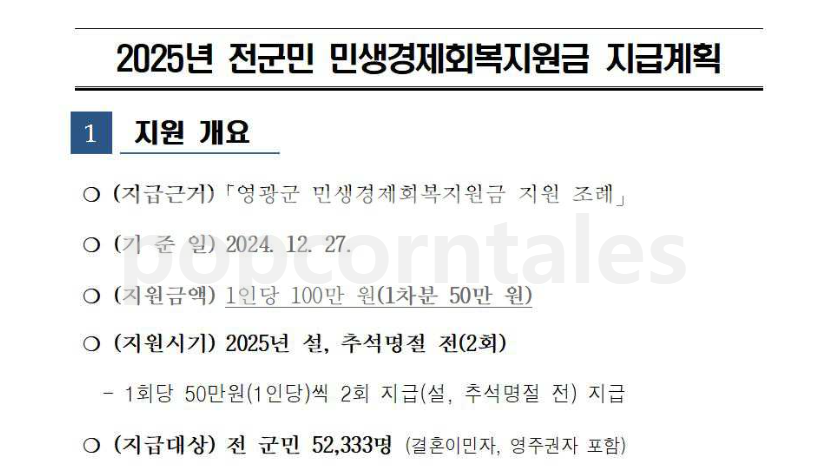 영광군 민생경제회복지원금