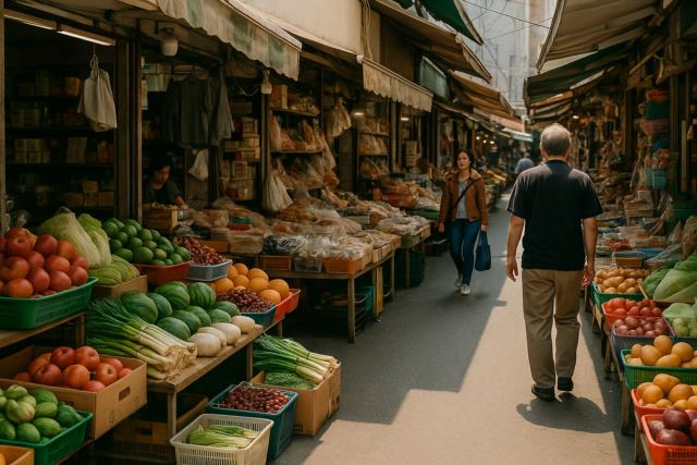 전통시장이나 동네 상점의 풍경