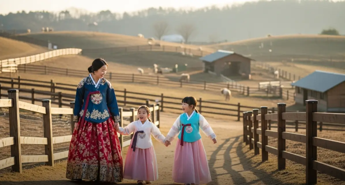 설 연휴 농장 방문 아이들 엄마