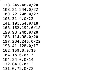클라우드플레어 IP범위 텍스트