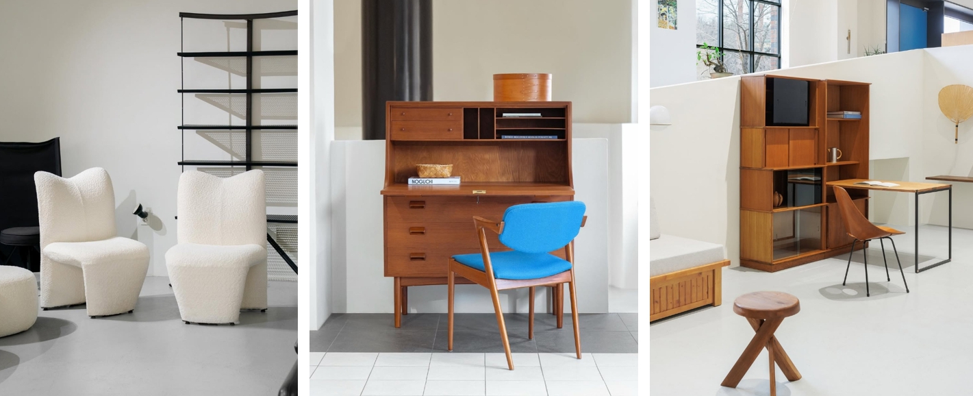 감성 리빙 브랜드 원오디너리맨션의 셀렉트숍 쇼룸 인테리어, 원목 가구와 미니멀 디자인 의자