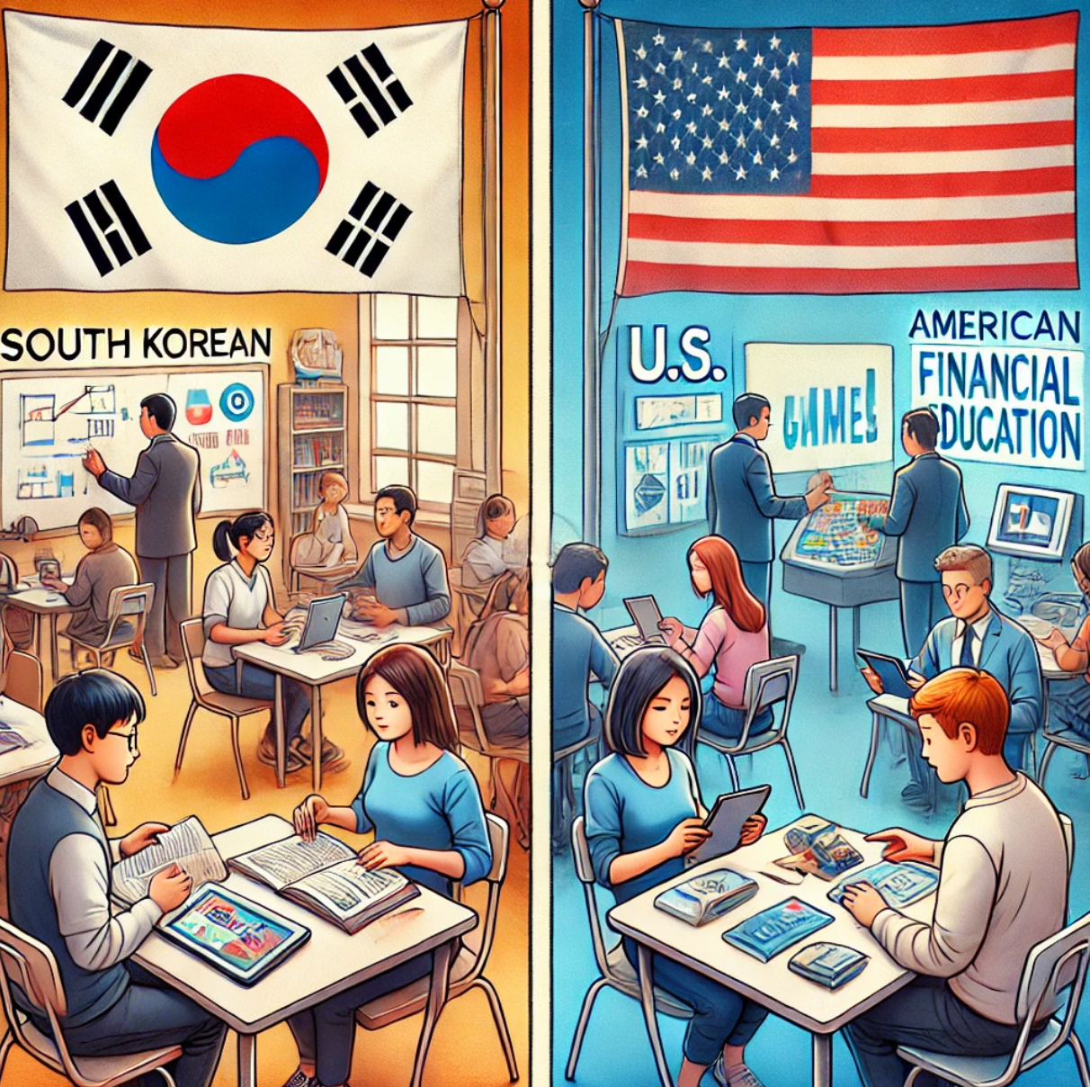 한국청년과 미국청년의 금융교육제도 관련 사진