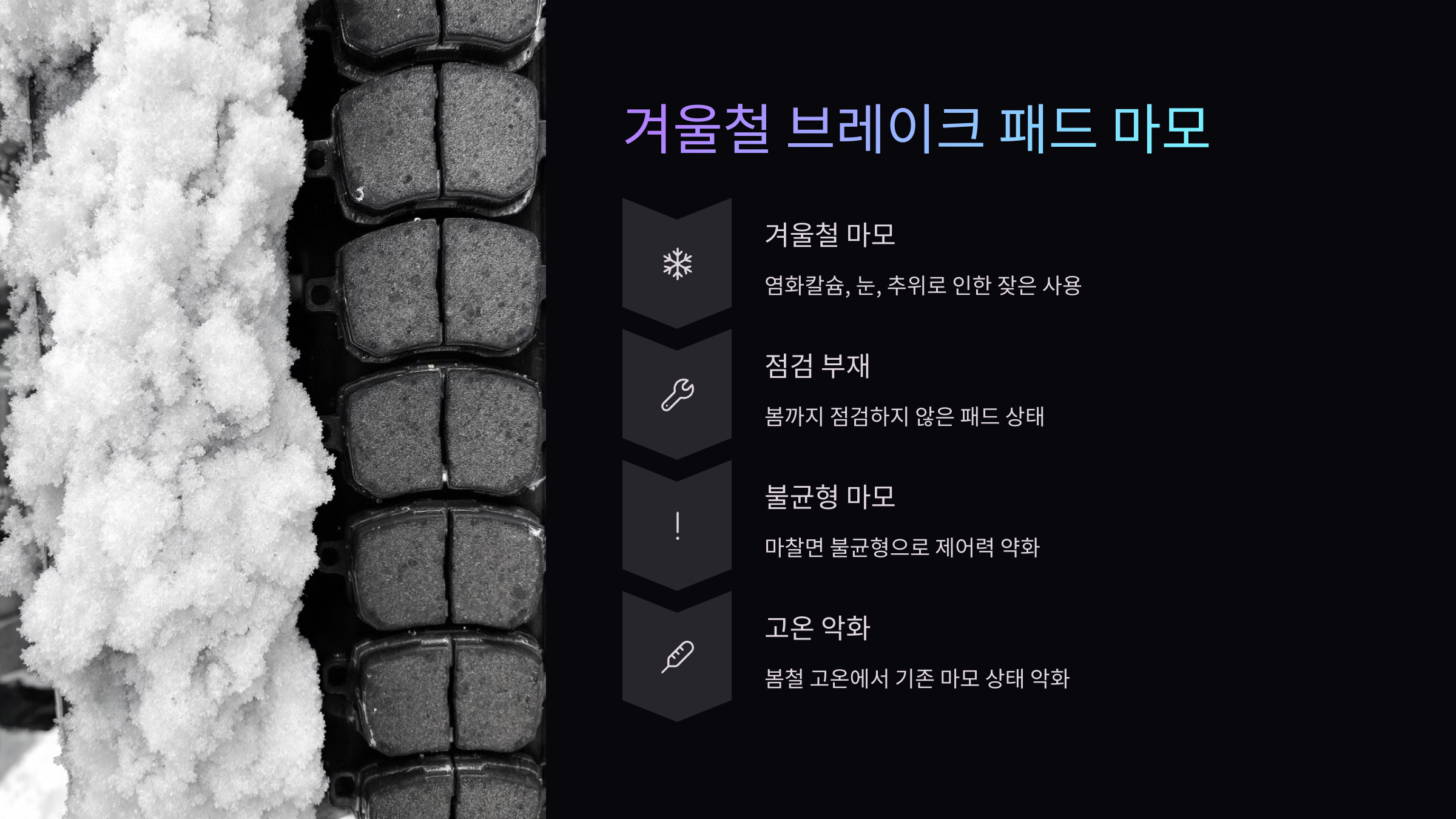 겨울철 브레이크 패드 마모 후유증