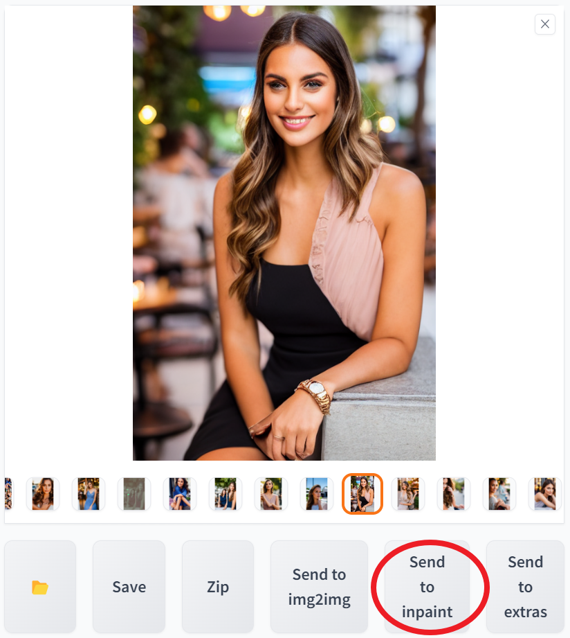 Stable Diffusion - txt2img 로 생성된 이미지를 inpaint로 보내기