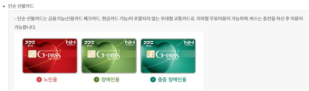 경기도 우대용 교통카드