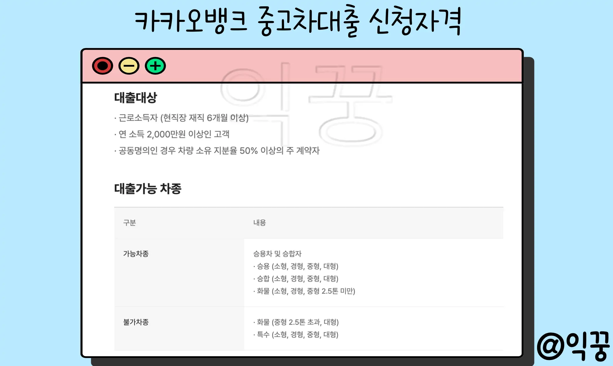 카카오뱅크 중고차 구매대출 금리 조건 한도 신청방법1