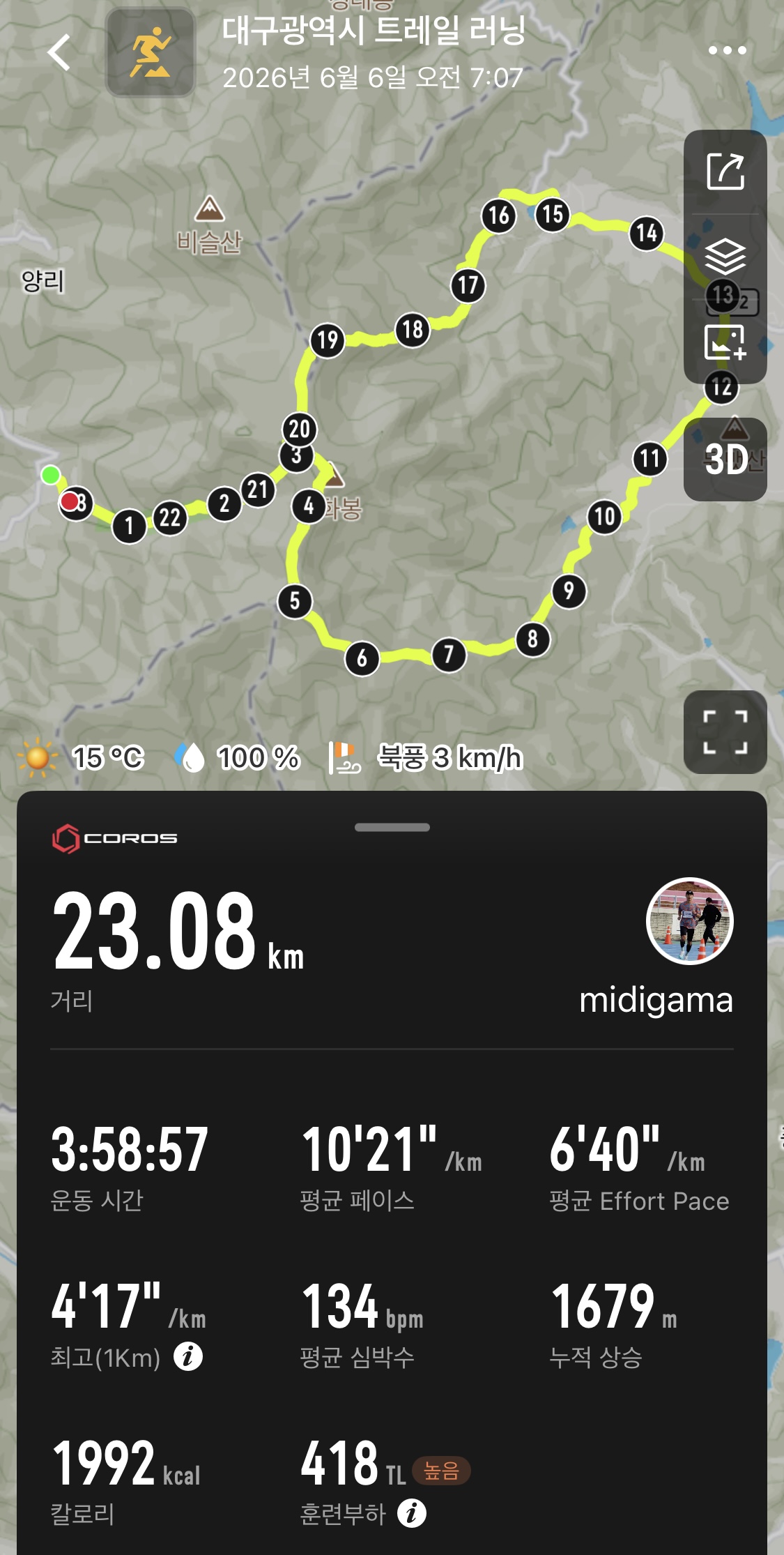비슬산22k 기록