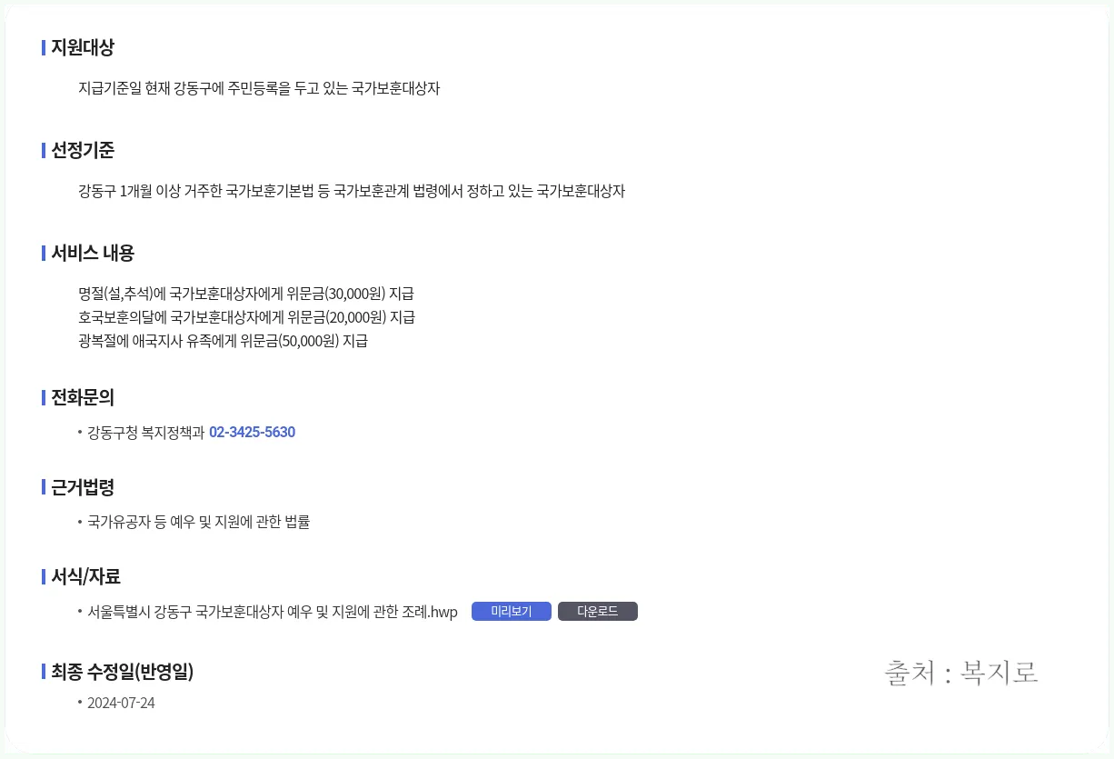 국가보훈대상자 지원