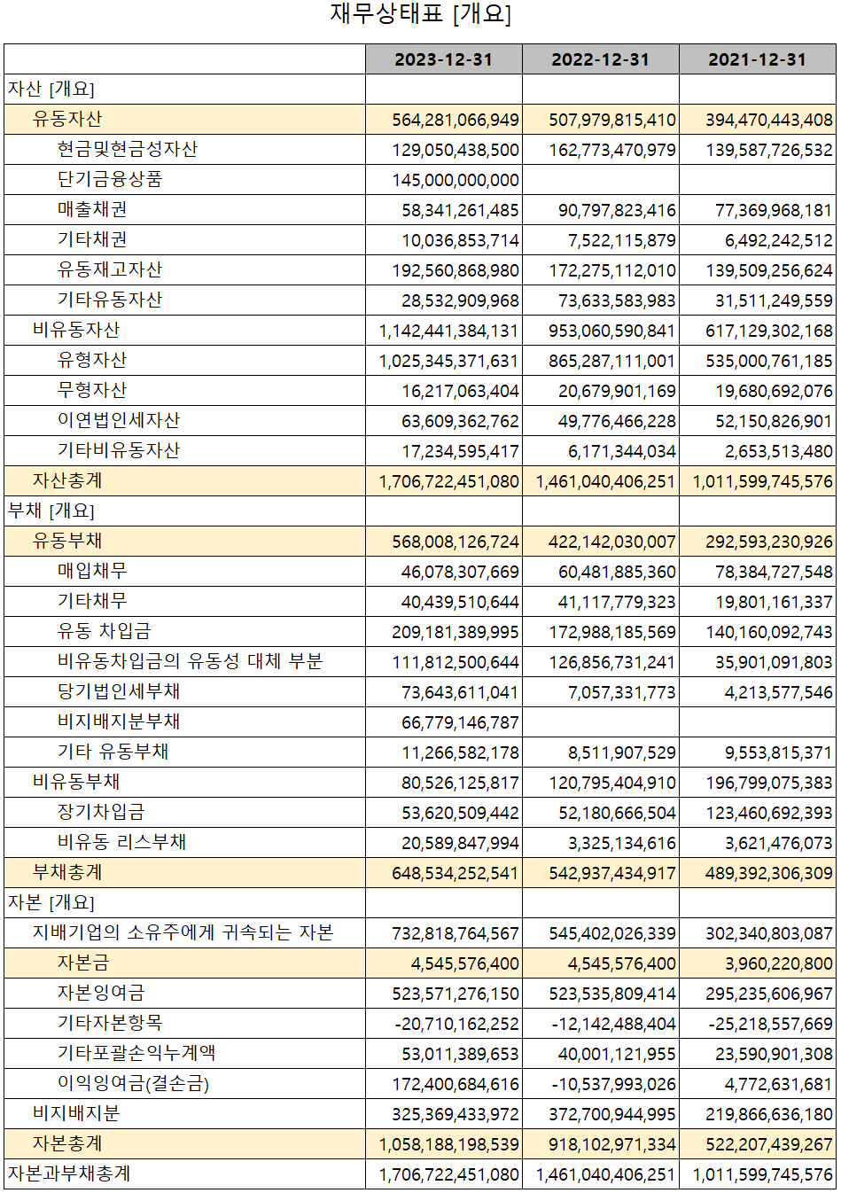 솔루스첨단소재 - 재무상태표