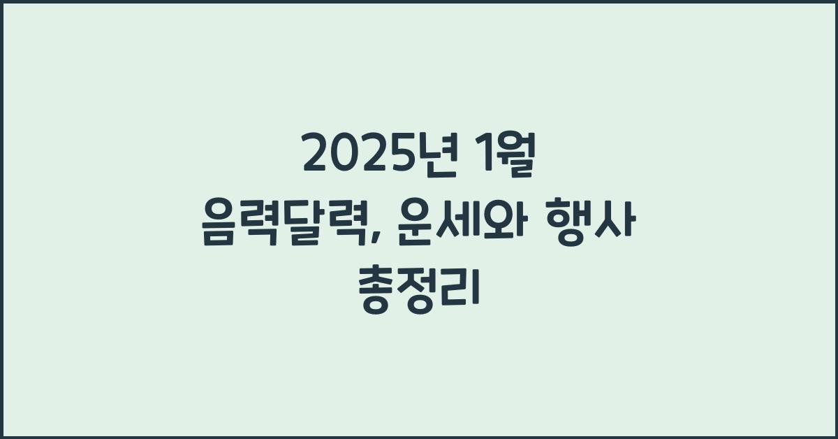 2025년 1월 음력달력