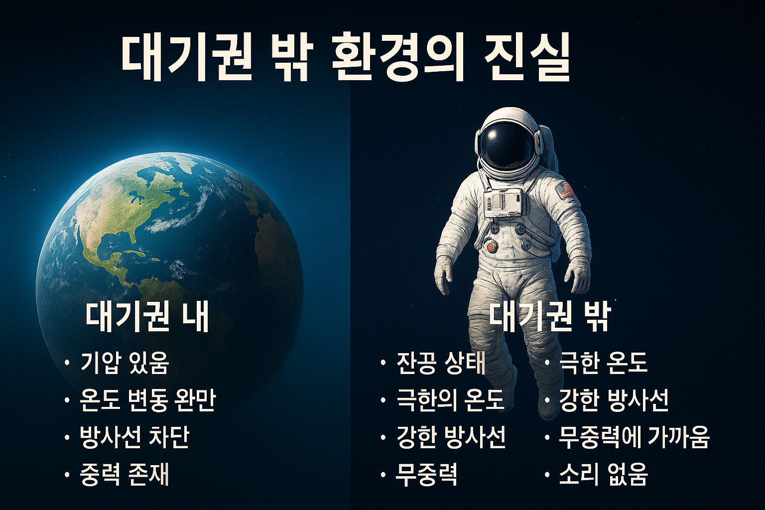 지구,대기,우주공간,우주복입은 우주인,암흑