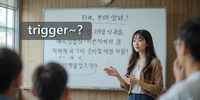 심리를 설명하며 프레젠테이션 여자 모습