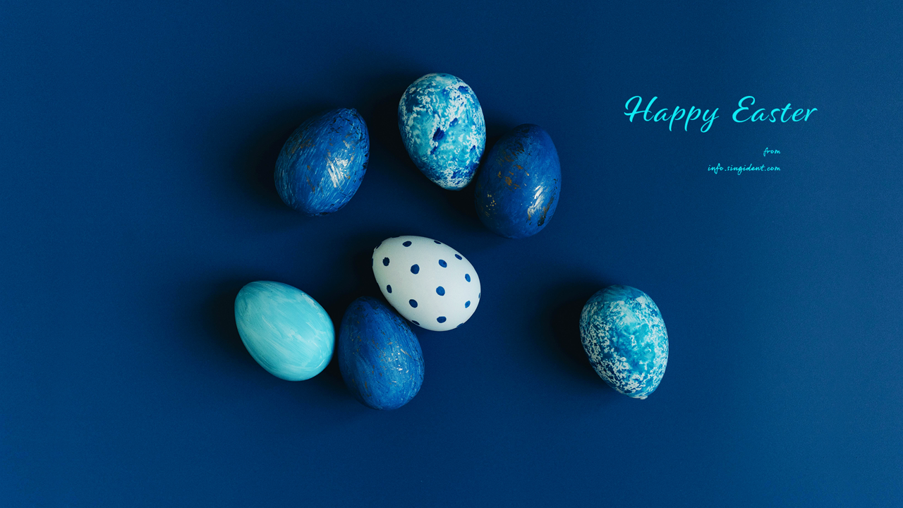 12 파란색 계란 C - Happy Easter 부활절계란배경화면
