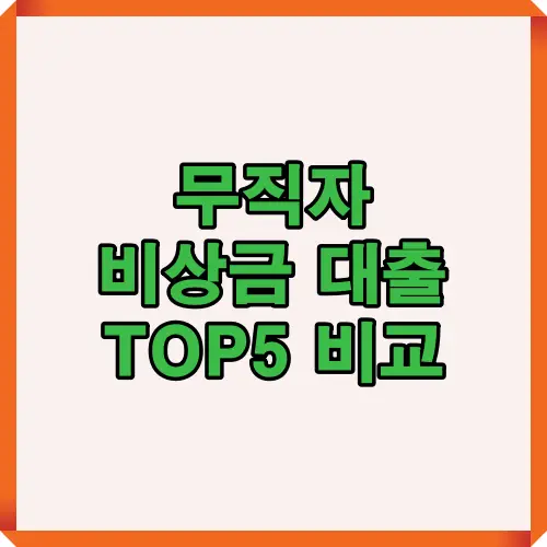 무직자 비상금대출 TOP5 상품을 한눈에 비교하고 조건, 한도, 금리, 특징을 종합적으로 안내하는 금융 가이드 이미지