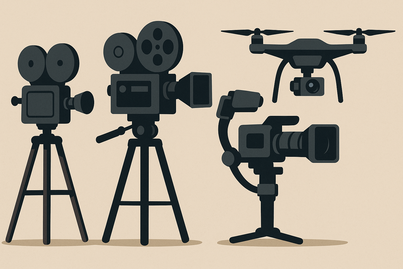 카메라 진화의 흐름을 보여주는 일러스트