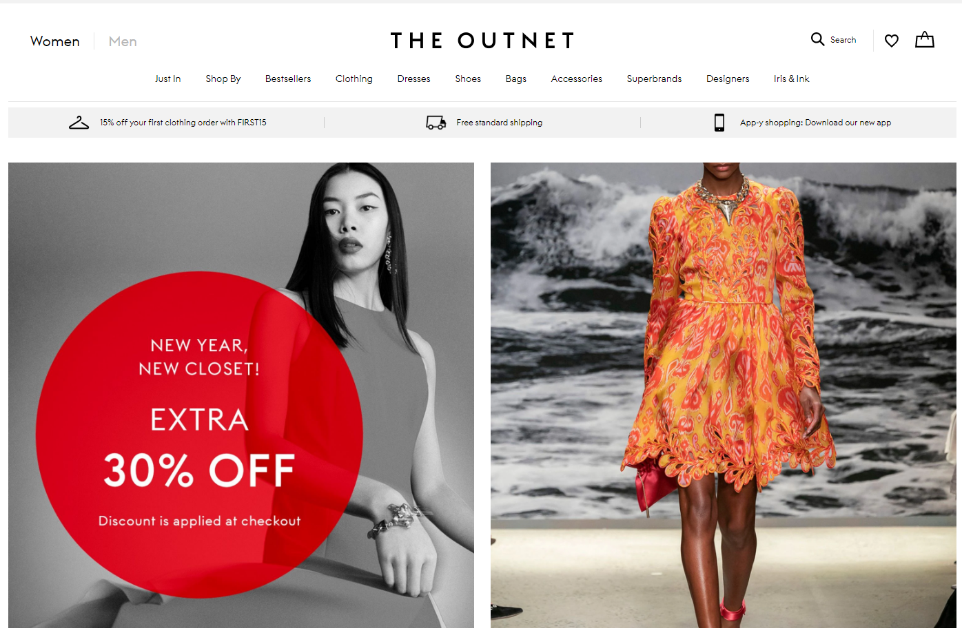 theoutnet 메인페이지 캡쳐