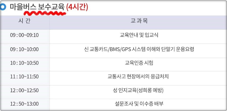 마을버스 보수교육