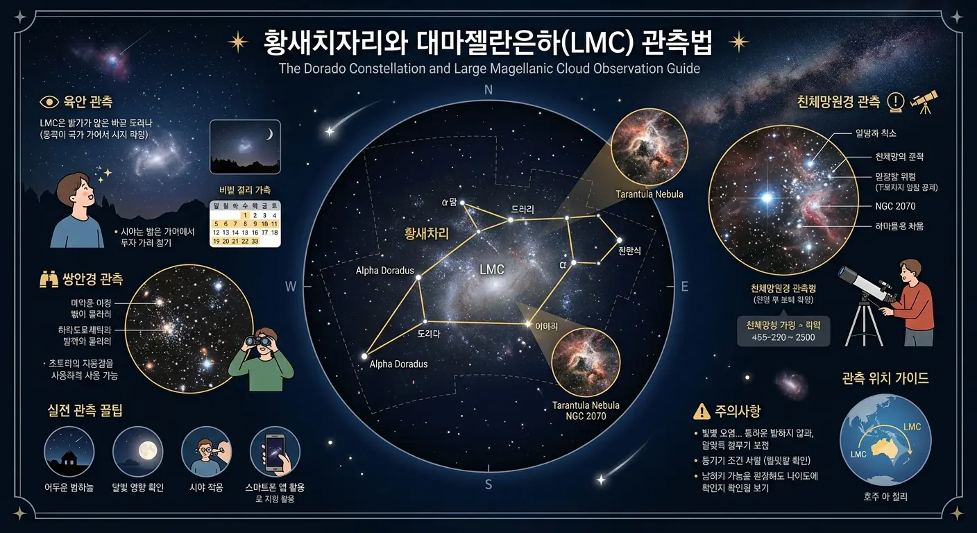 황새치자리와 대마젤란은하 관측법
