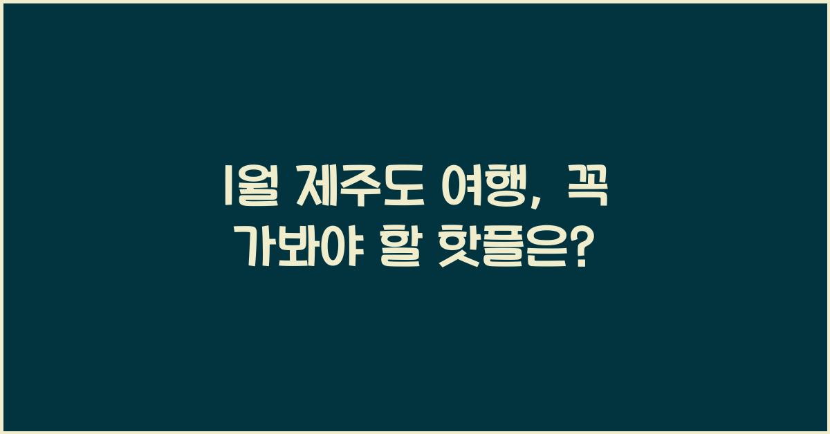 1월 제주도 여행