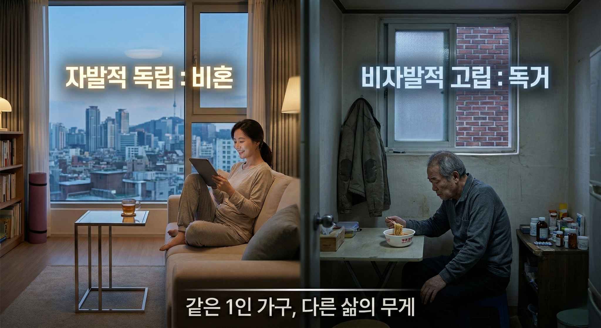 혼자 산다고 다 같은 1인 가구가 아니다. &lsquo;비혼-자발적 독립&rsquo;과 &lsquo;비자발적 고립&rsquo;의 경계