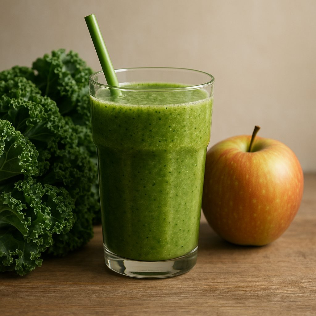 케일과 사과를 곁들인 디톡스 스무디