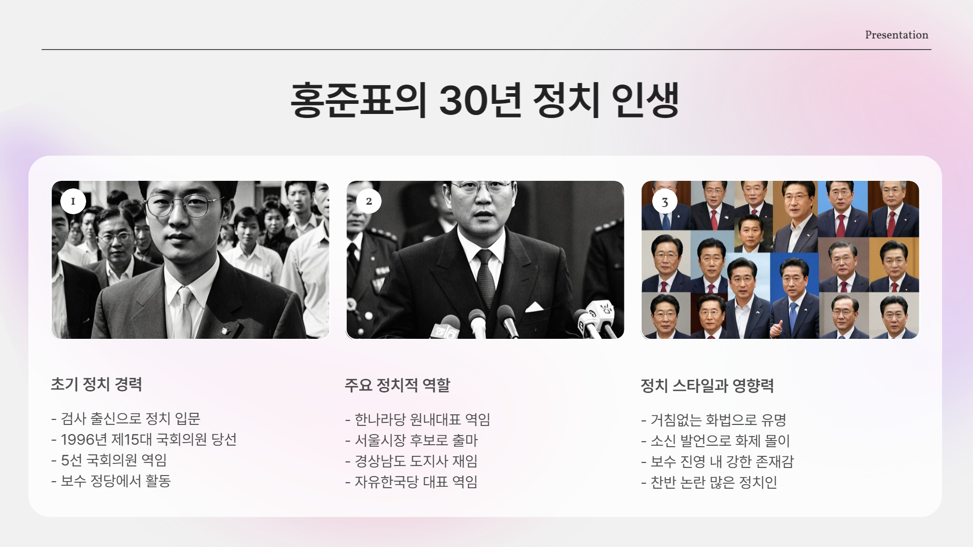 홍준표 30년 정치 인생 되돌아보기