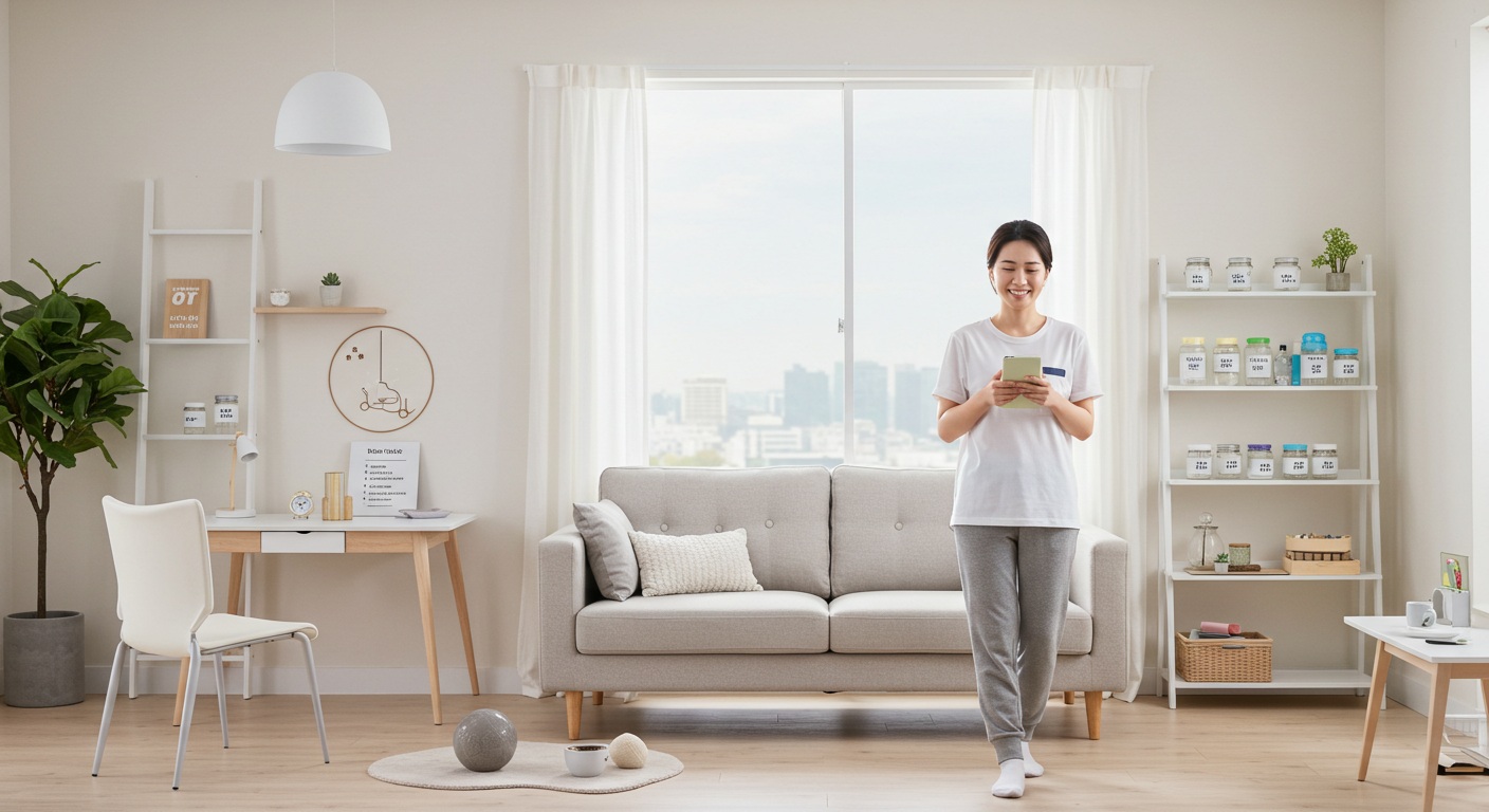 건강한 생활습관으로 복부비만을 관리하는 모습을 보여주는 긍정적인 이미지