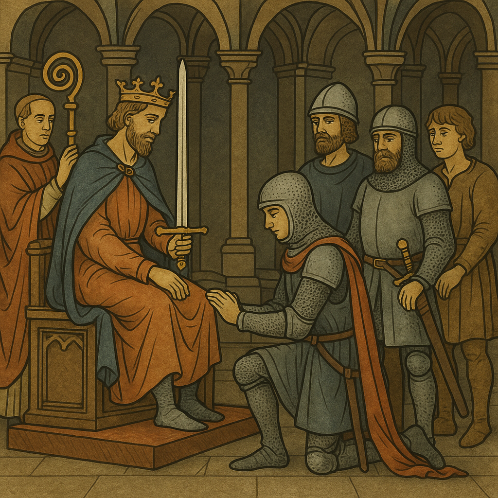 중세 궁정 내부 배경