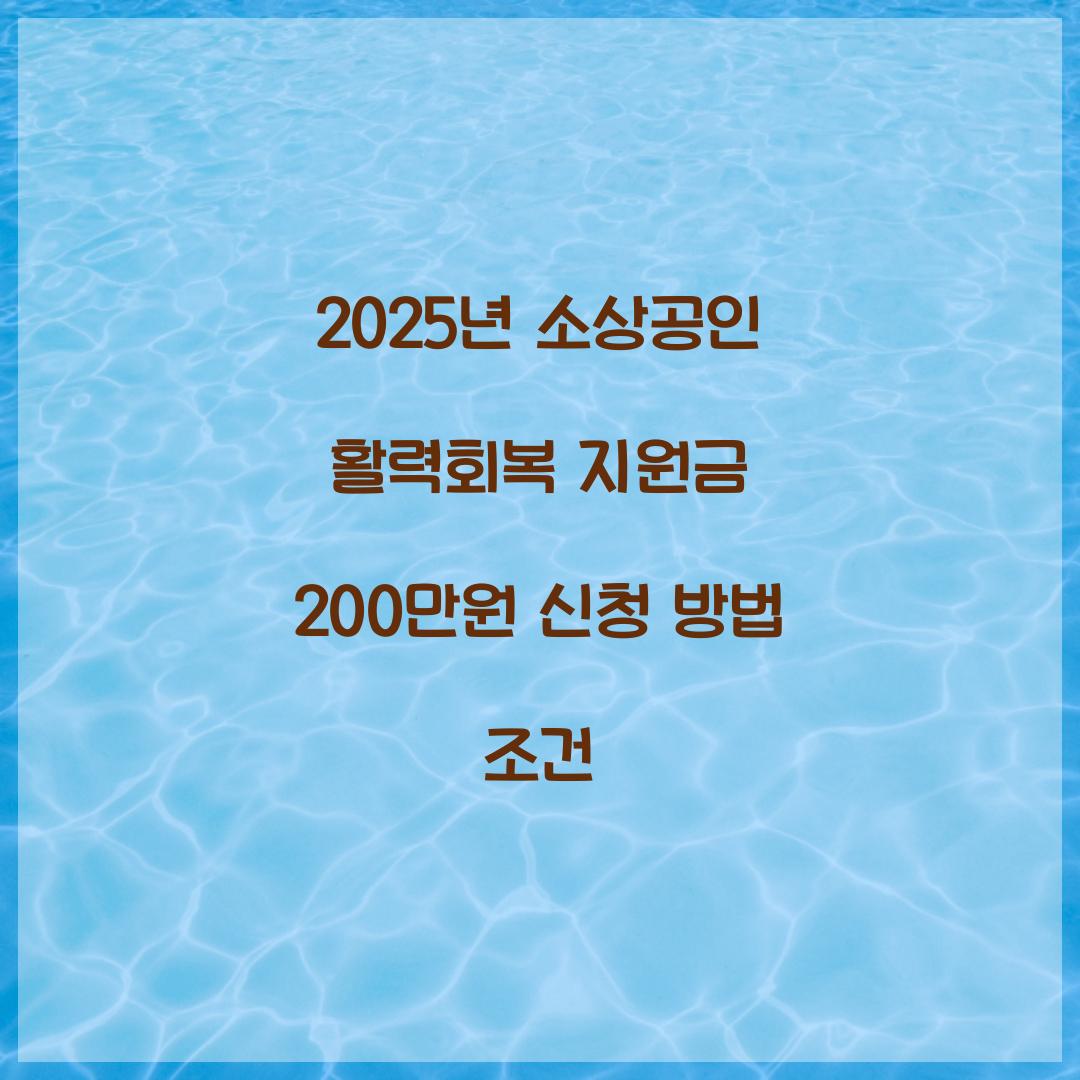 2025년 소상공인 활력회복 지원금 200만원