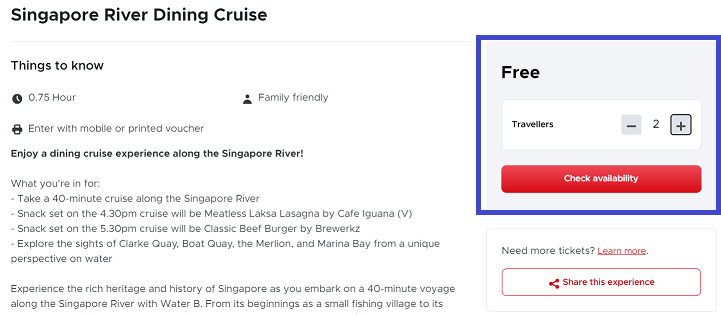 3. 인원선택 및 Check availability 클릭