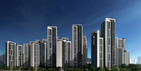 안양역 푸르지오 더샵 안양천에서 본 모습