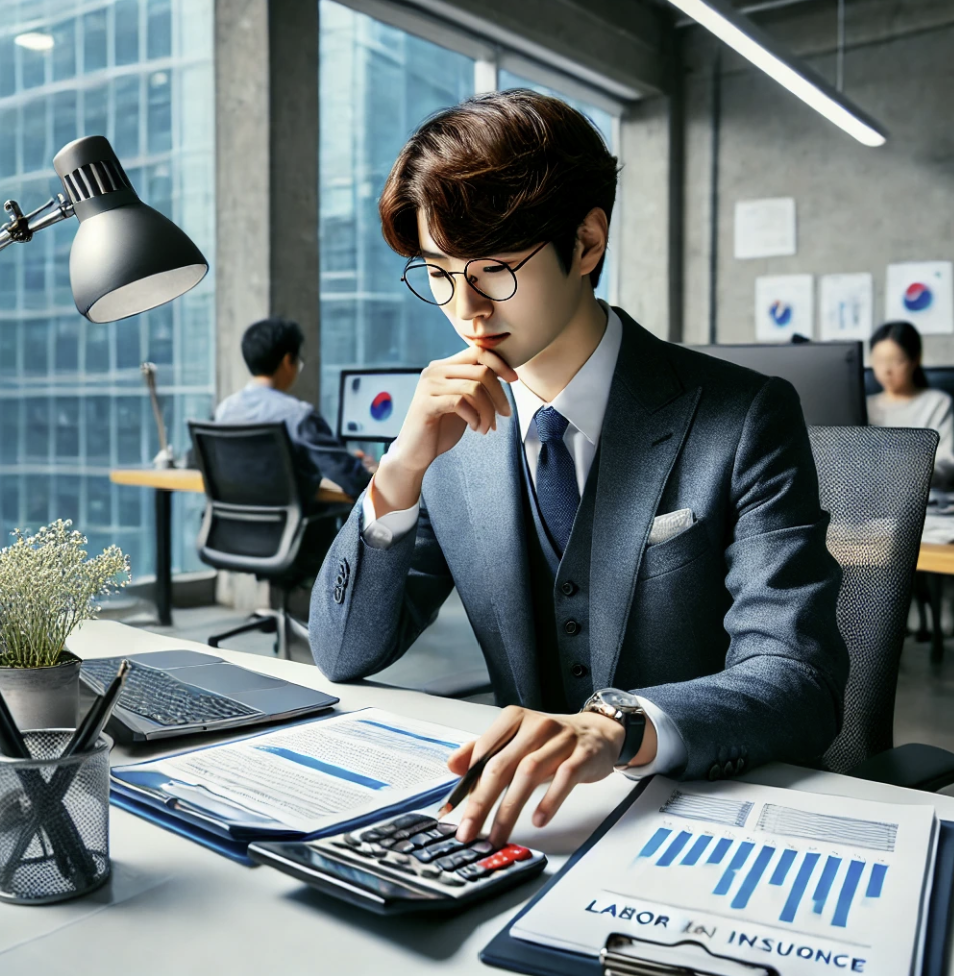 사무실에서 소득 내역을 계산하는 직장인의 모습