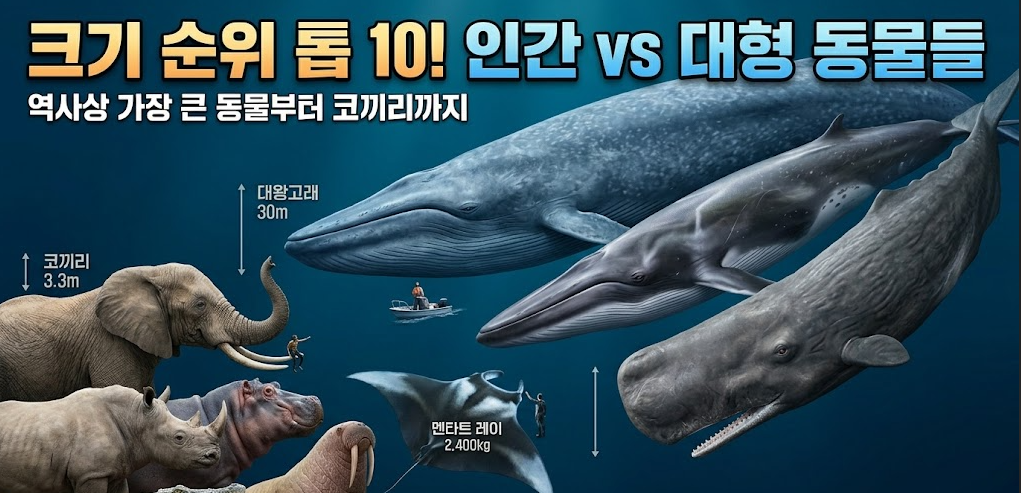 지구상에서 가장 큰 동물순위 10가지 비교