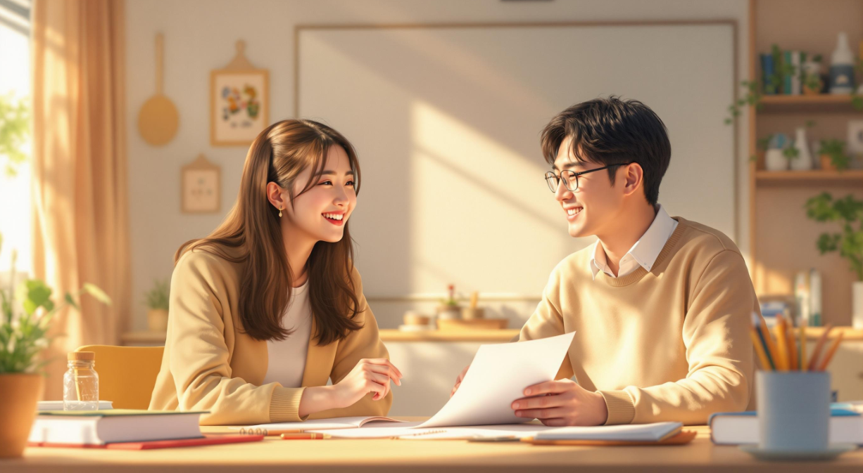 영어과외 수업중인 고등학생