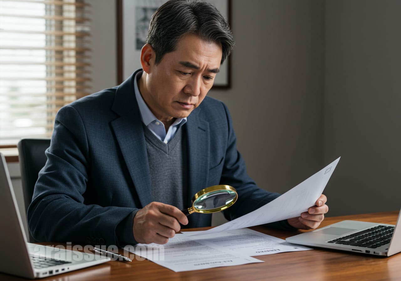 실손보험 약관 검토하는 남성