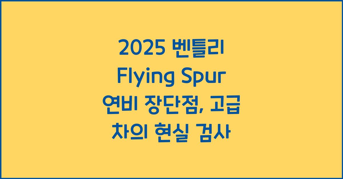 2025 벤틀리 Flying Spur 연비 장단점