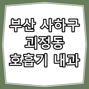 부산시 사하구 괴정동 호흡기 내과 진료 동네 병원