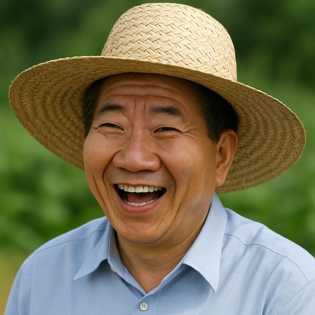 밀짚모자를 쓴 노무현 대통령