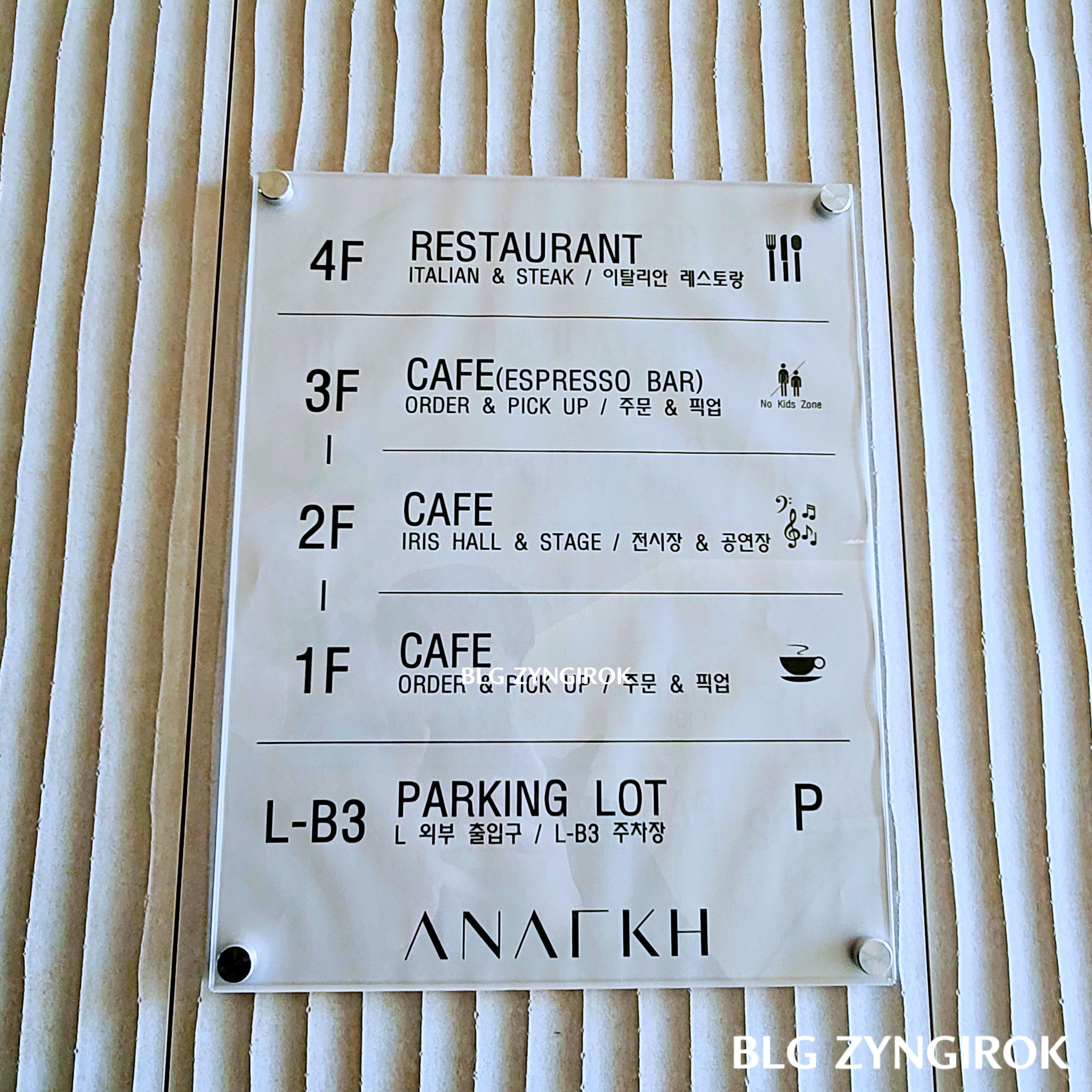 아나키아 층별 안내이다.