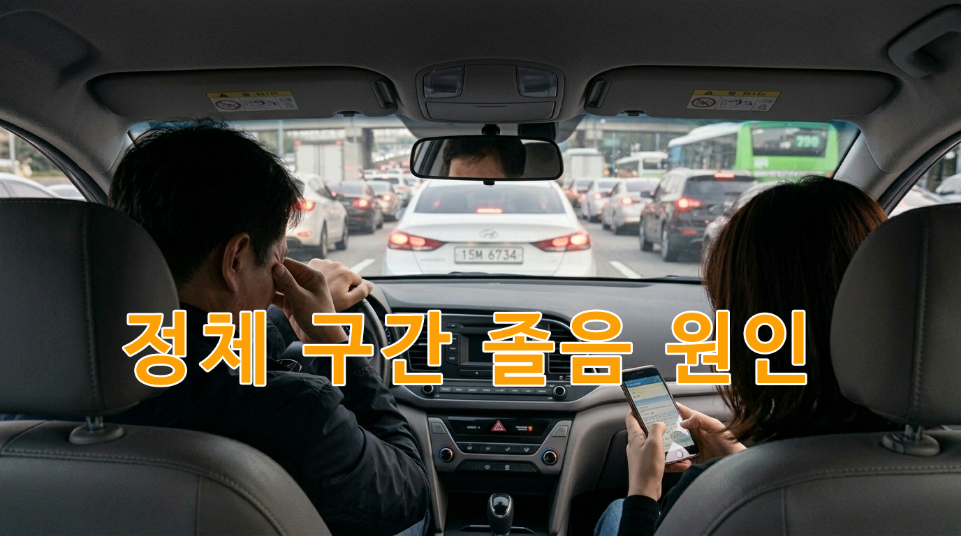 정체 구간에서 운전 중인 남성