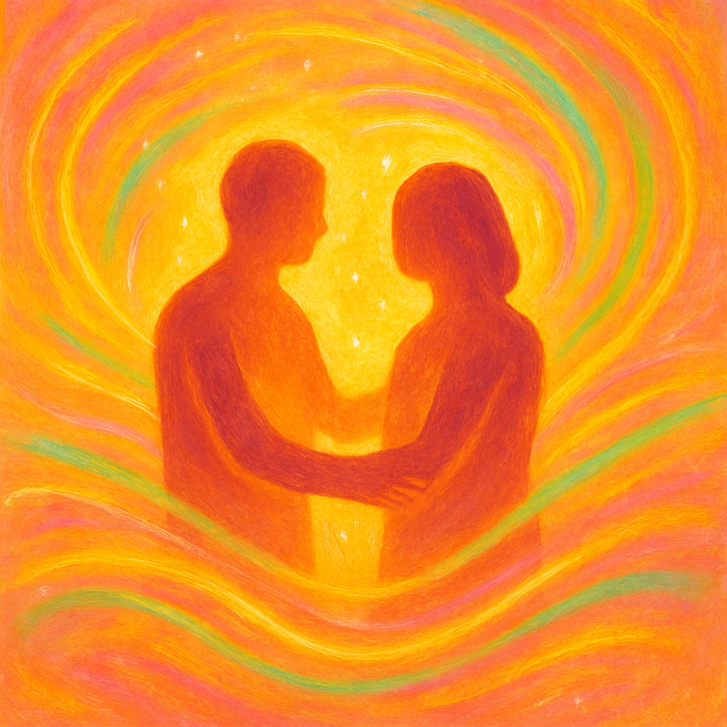 따뜻한 분위기의 인간관계를 그림으로 표현