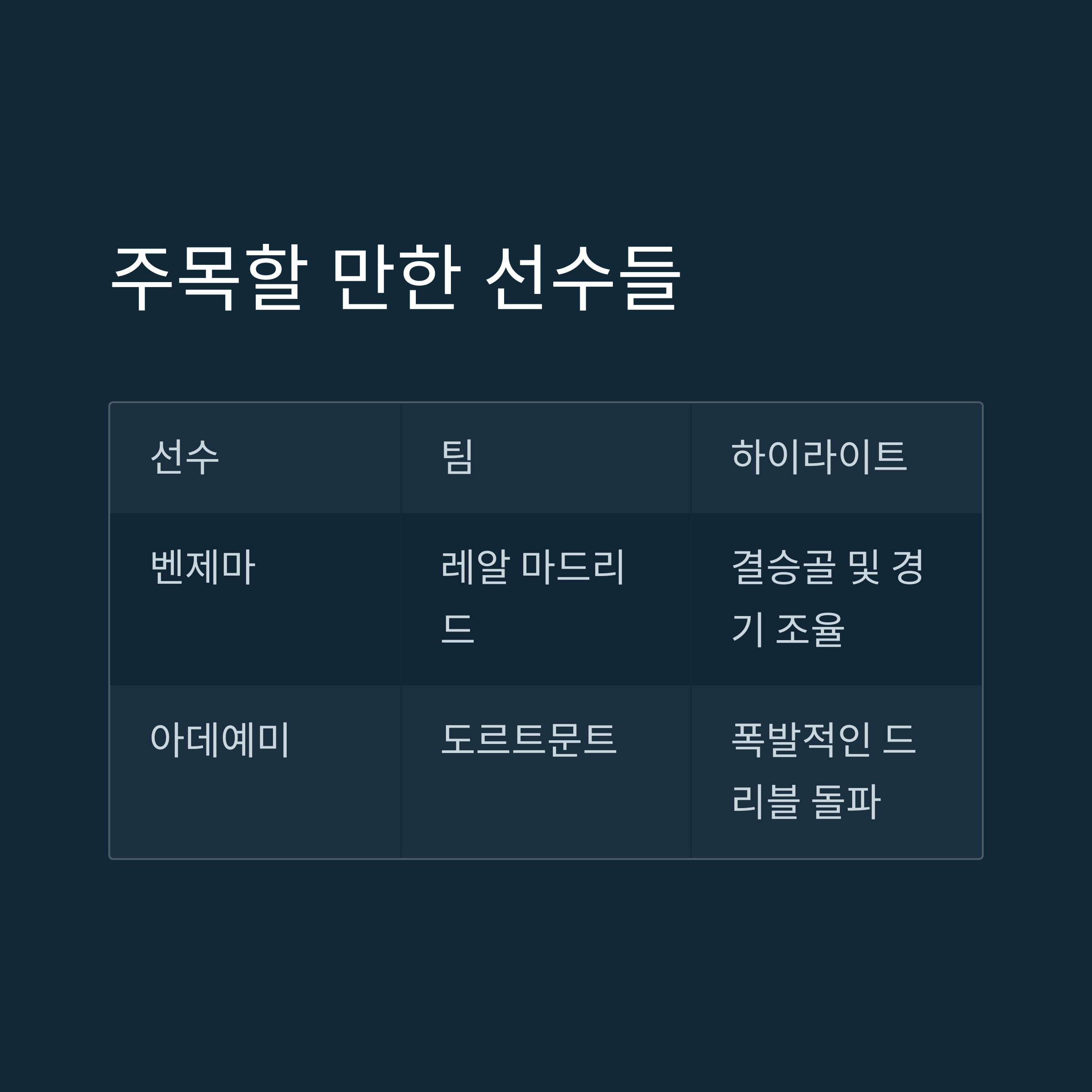 주목할 만한 선수들