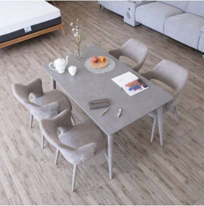 이사벨 포세린 세라믹식탁 4인용식탁세트&#44; 등받이벤치 + 의자2&#44; 그레이