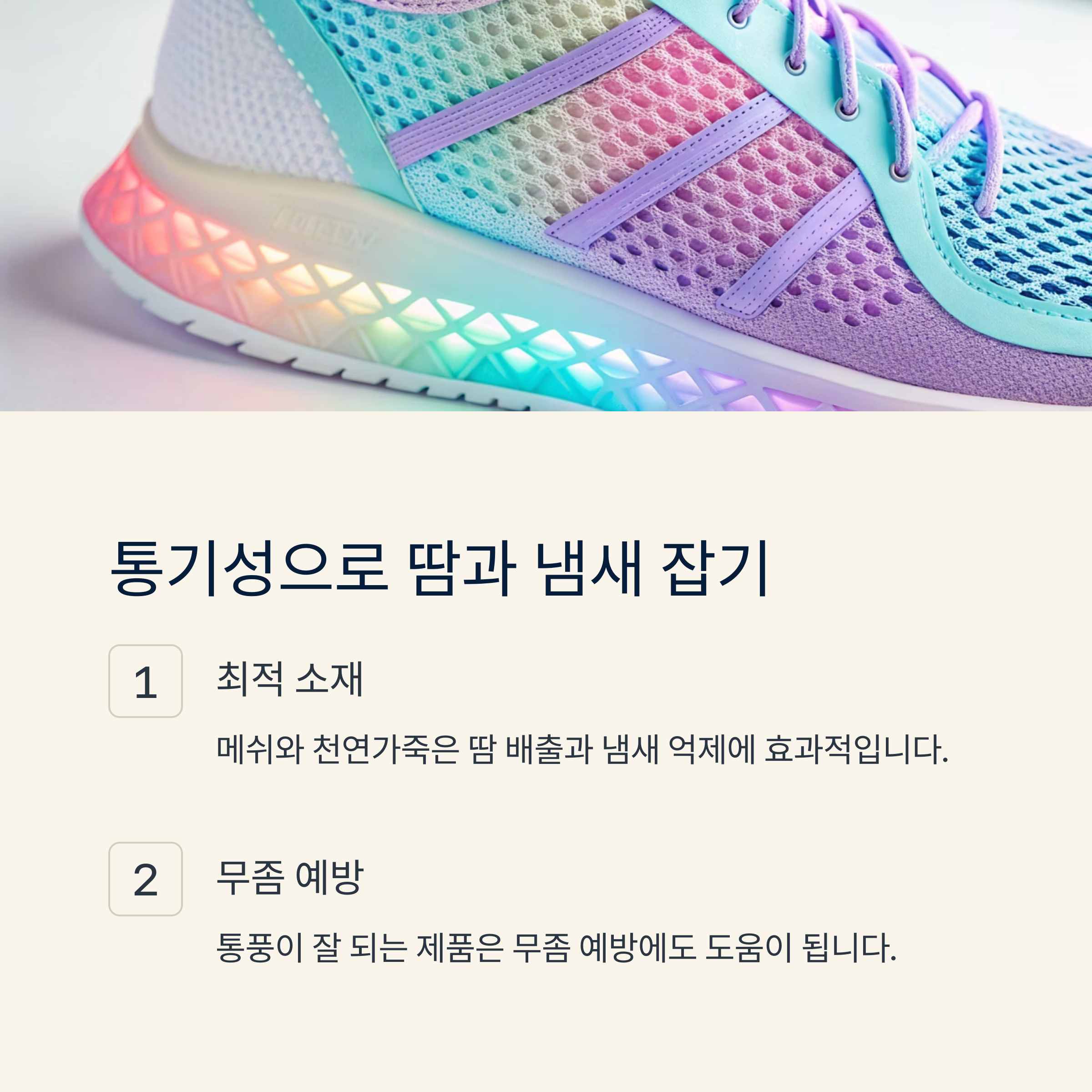 통기성으로 땀과 냄새 잡기